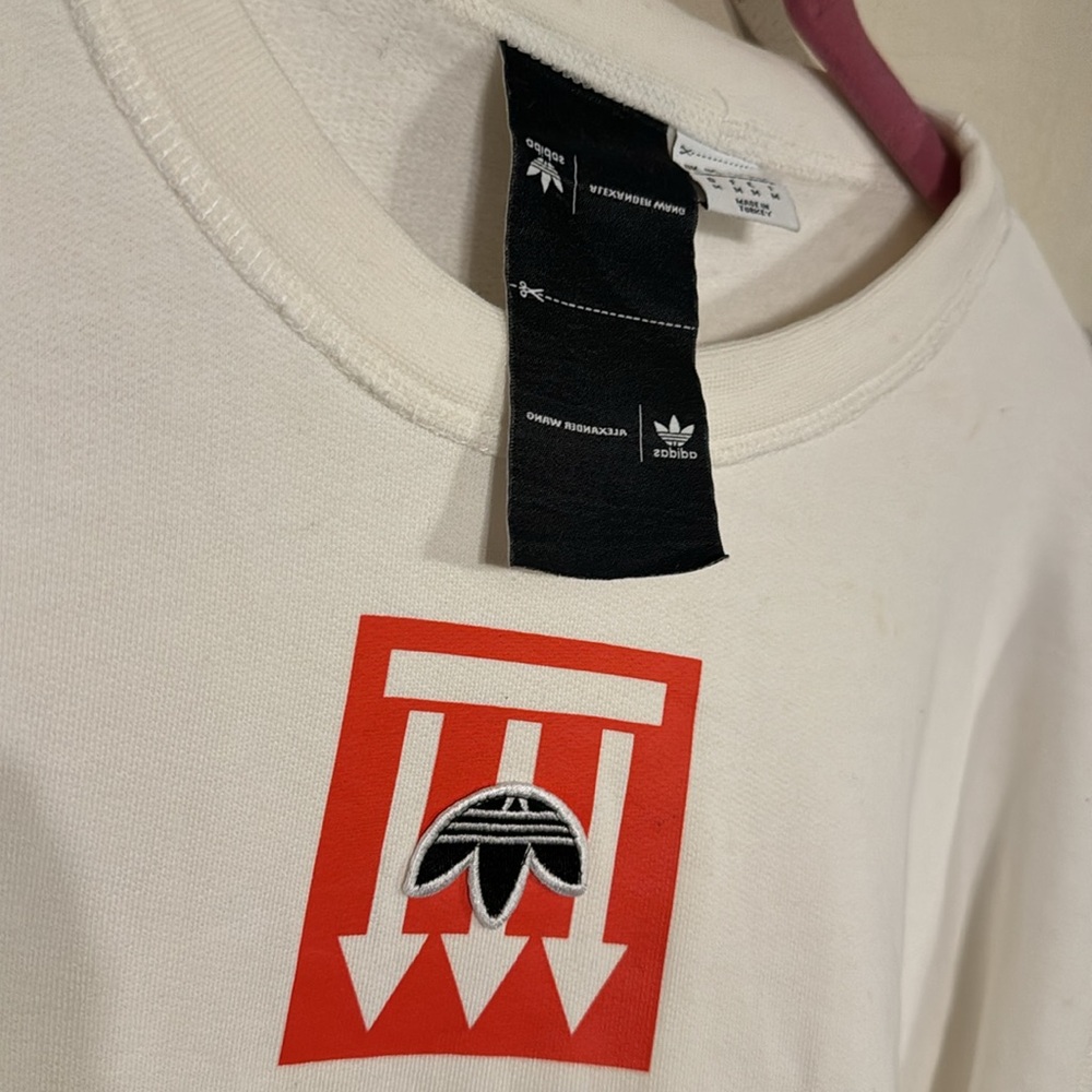 ALEXANDER WANG x ADIDAS crew neck sweatshirt with red print on front & back Sz.M - Picture 9 of 15